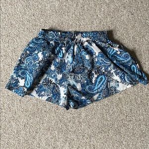 Blue and White Paisley Pants